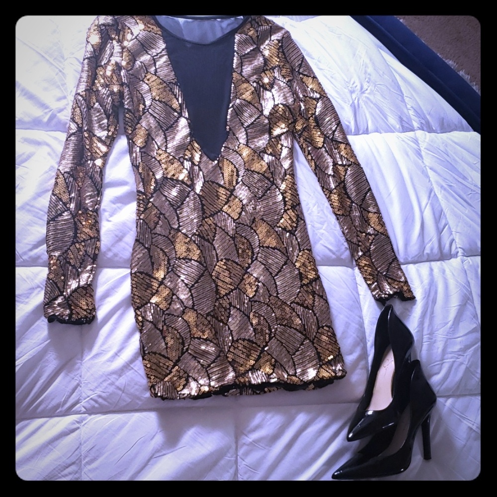 Gold Sequin Party Dress